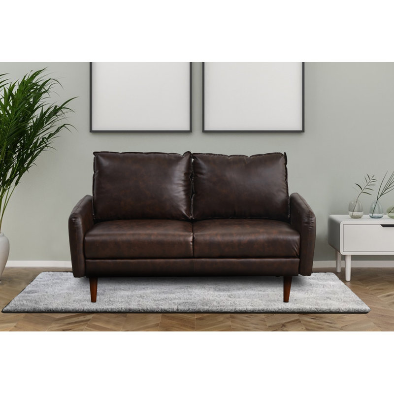 Seeaventus 57.2 Vegan Leather Square Arm Sofa Corrigan Studio Upholstery Color Dark Brown